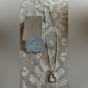 Blue Tulip Silver Necklace and Earring Set
